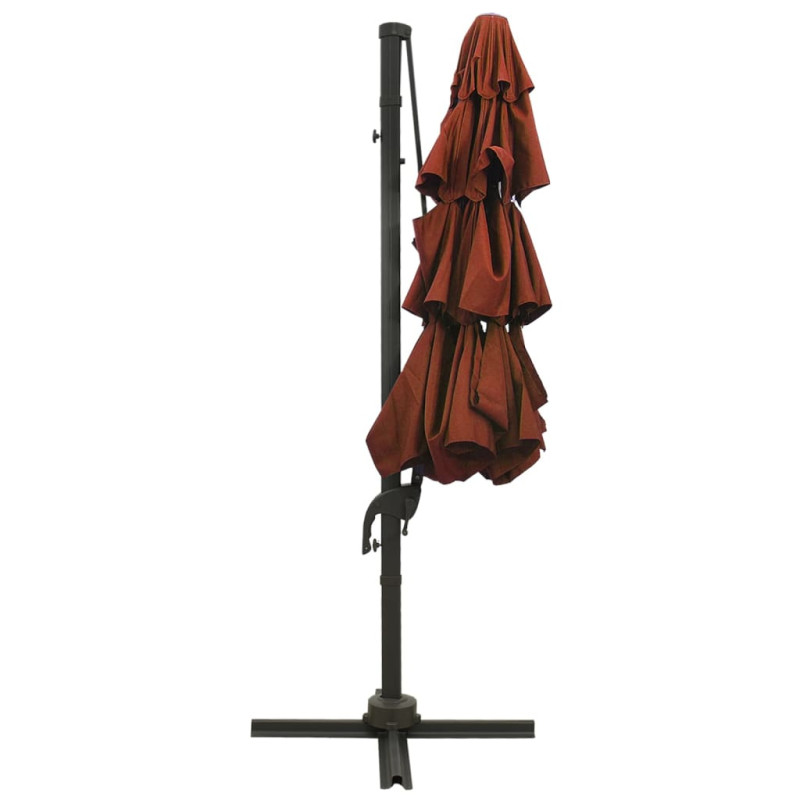 4-poziomowy parasol na aluminiowym słupku, terakotowy, 3x3 m