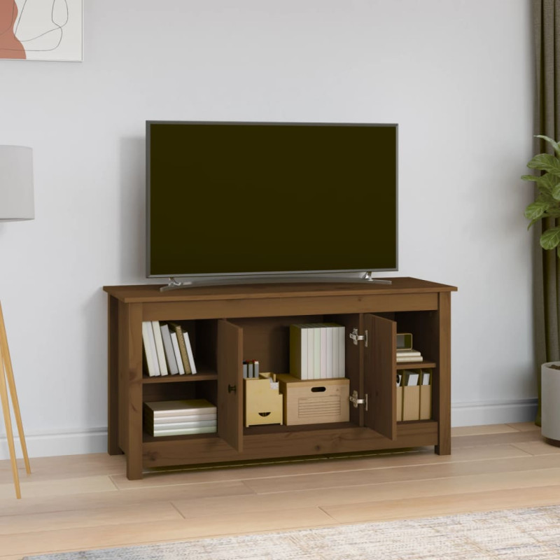 Szafka pod TV, miodowy brąz, 103x36,5x52 cm, drewno sosnowe