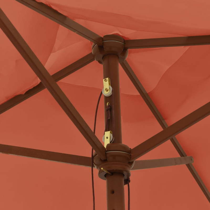 Parasol ogrodowy na drewnianym słupku, terakota, 198x198x231 cm