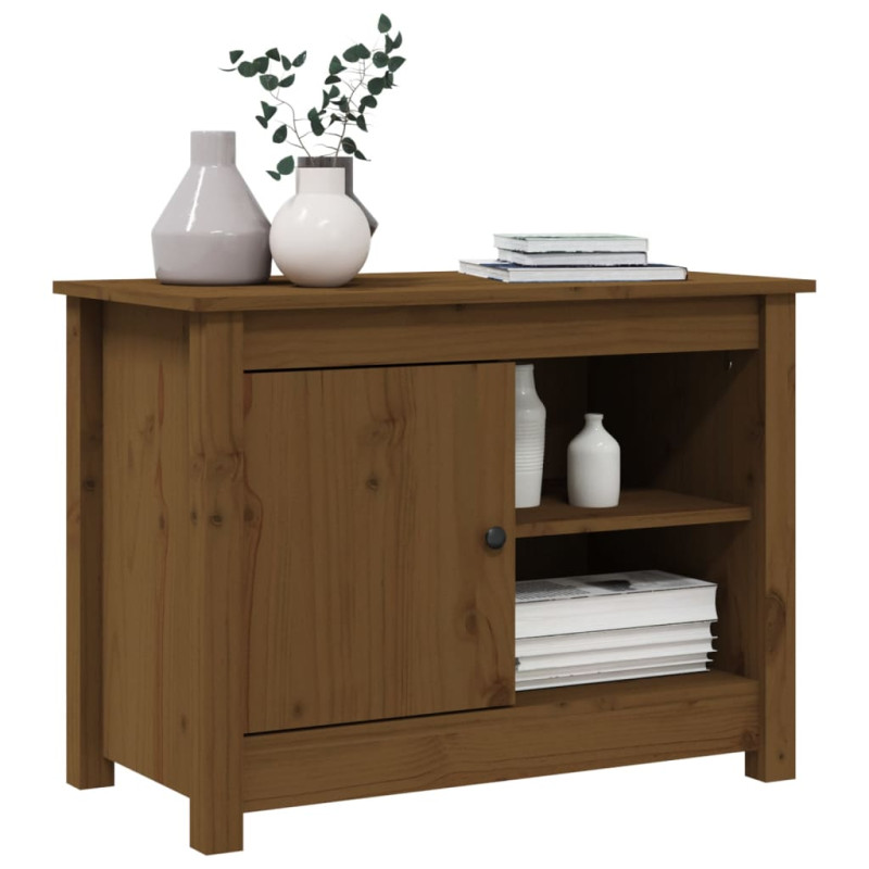 Szafka pod TV, miodowy brąz, 70x36,5x52 cm, lite drewno sosnowe