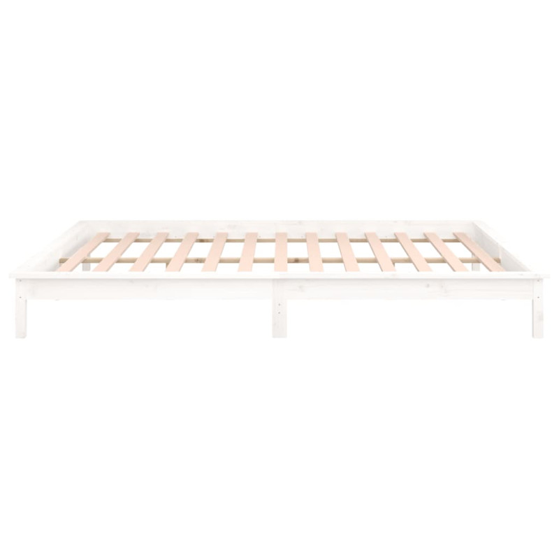 Rama łóżka z LED, biała, 180x200 cm, Super King, lite drewno