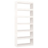 Regał na książki/przegroda, biały, 80x30x199,5 cm, sosnowy