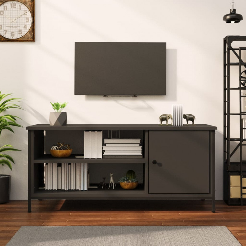 Szafka pod TV, czarna, 100x40x45 cm, materiał drewnopochodny