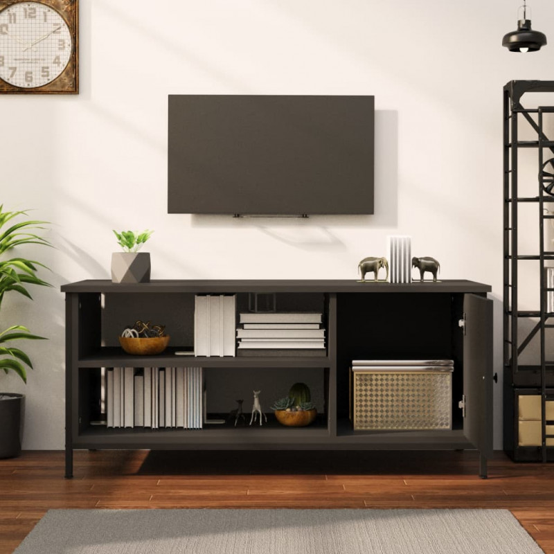 Szafka pod TV, czarna, 100x40x45 cm, materiał drewnopochodny