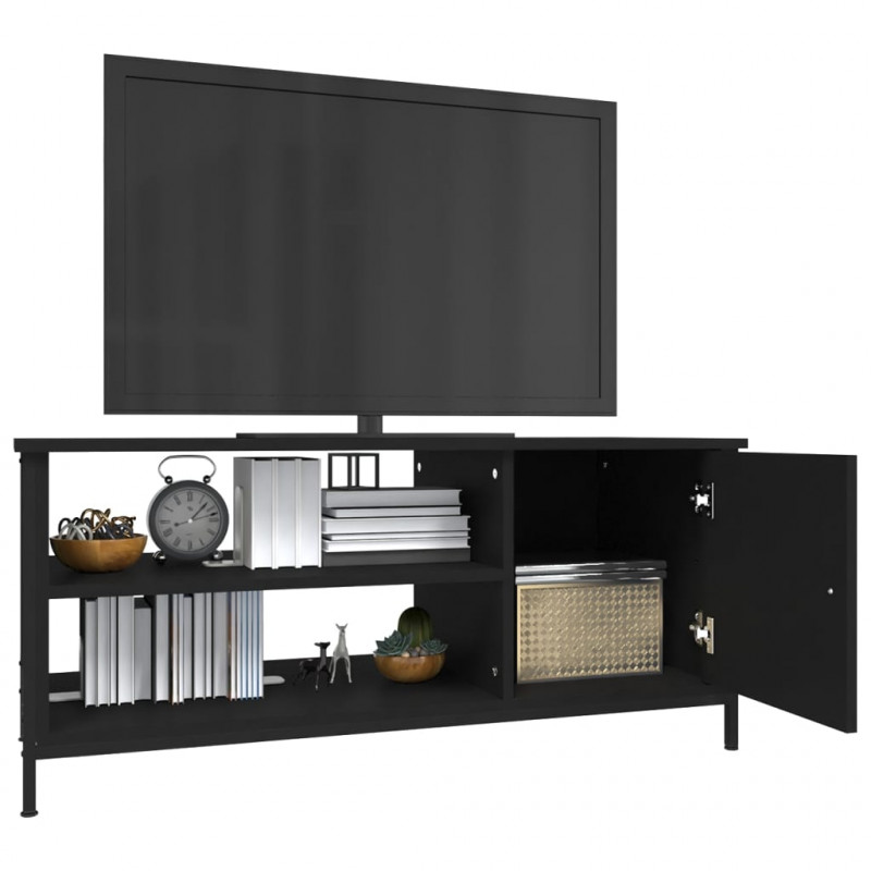 Szafka pod TV, czarna, 100x40x45 cm, materiał drewnopochodny