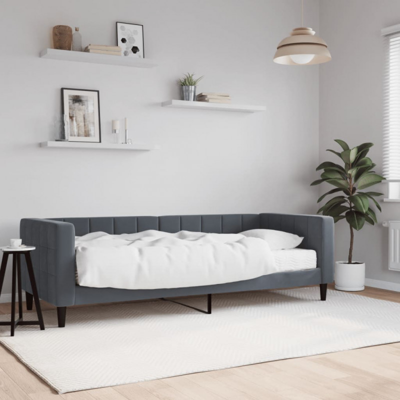 Sofa z materacem do spania, ciemnoszara, 80x200 cm, aksamit