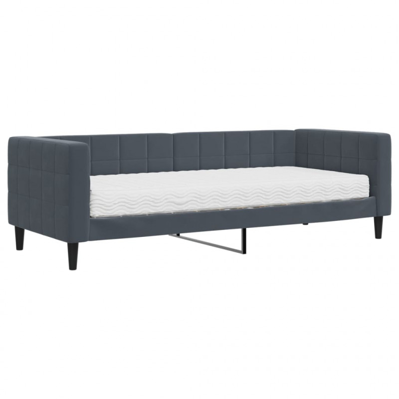 Sofa z materacem do spania, ciemnoszara, 80x200 cm, aksamit