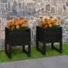 Donice, 2 szt., czarny, 40x40x52,5 cm, lite drewno sosnowe