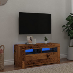 Szafka pod TV z oświetleniem LED, stare drewno, 90x35x40 cm