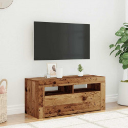 Szafka pod TV z oświetleniem LED, stare drewno, 90x35x40 cm