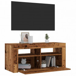 Szafka pod TV z oświetleniem LED, stare drewno, 90x35x40 cm