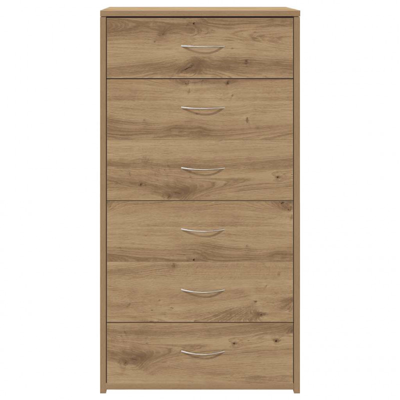 Komoda z 6 szufladami, dąb artisan, 50x34x96 cm