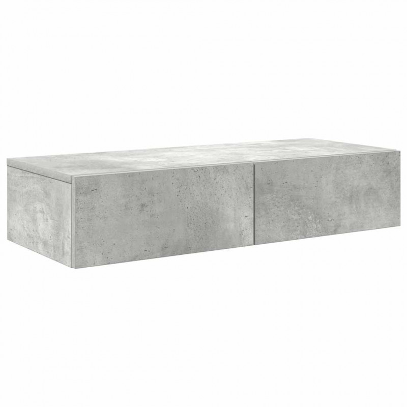 Półka ścienna z szufladami, szarość betonu 80x33x17 cm