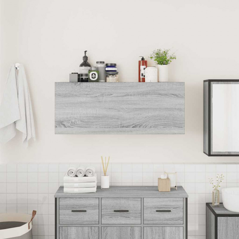 Wisząca szafka łazienkowa, szary dąb sonoma, 100x25x40 cm