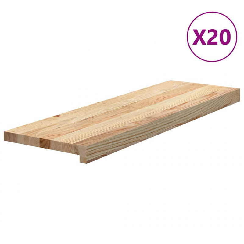 Stopnie schodowe, 20 szt., surowe 80x25x2 cm lite drewno dębowe