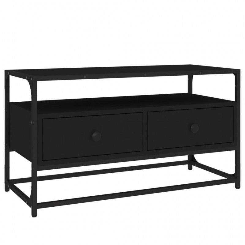 Szafka pod TV, czarna, 80x35x45 cm, materiał drewnopochodny
