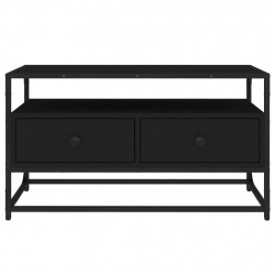 Szafka pod TV, czarna, 80x35x45 cm, materiał drewnopochodny