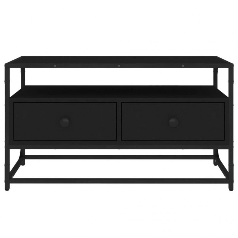 Szafka pod TV, czarna, 80x35x45 cm, materiał drewnopochodny