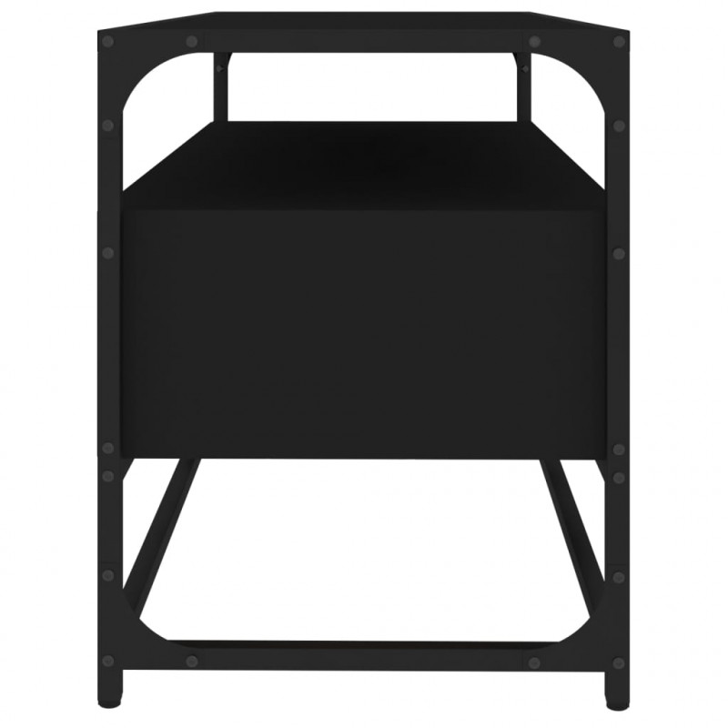 Szafka pod TV, czarna, 80x35x45 cm, materiał drewnopochodny