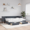 Sofa rozsuwana z szufladami, ciemnoszara, 80x200 cm, aksamit