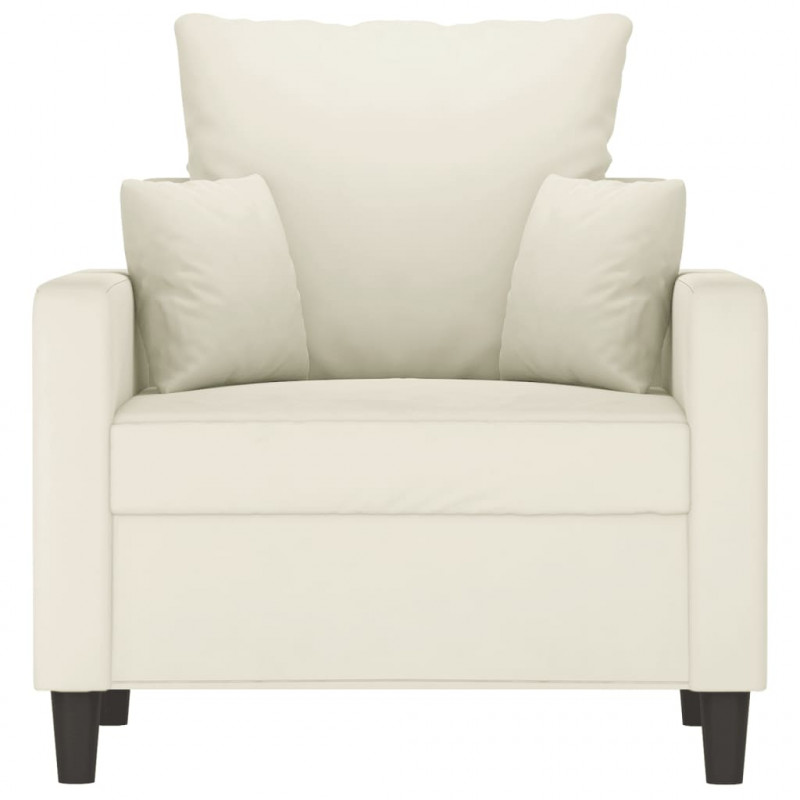 Fotel, kremowy, 60 cm, obity aksamitem
