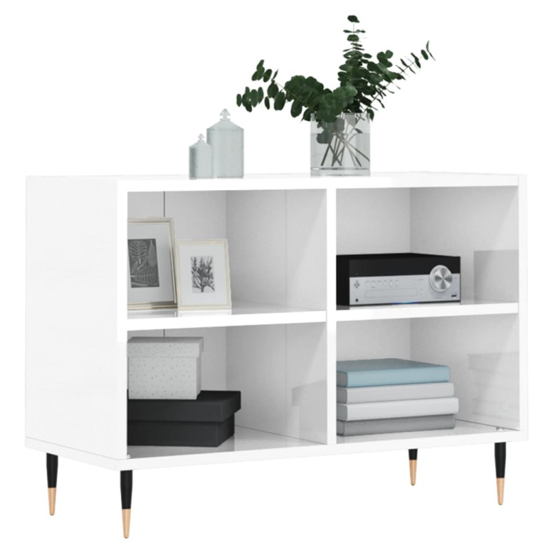 Szafka pod TV, biała, wysoki połysk, 69,5x30x50 cm