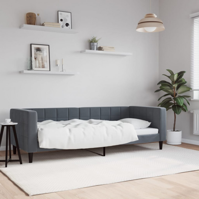 Sofa z funkcją spania, ciemnoszara, 80x200 cm, aksamitna
