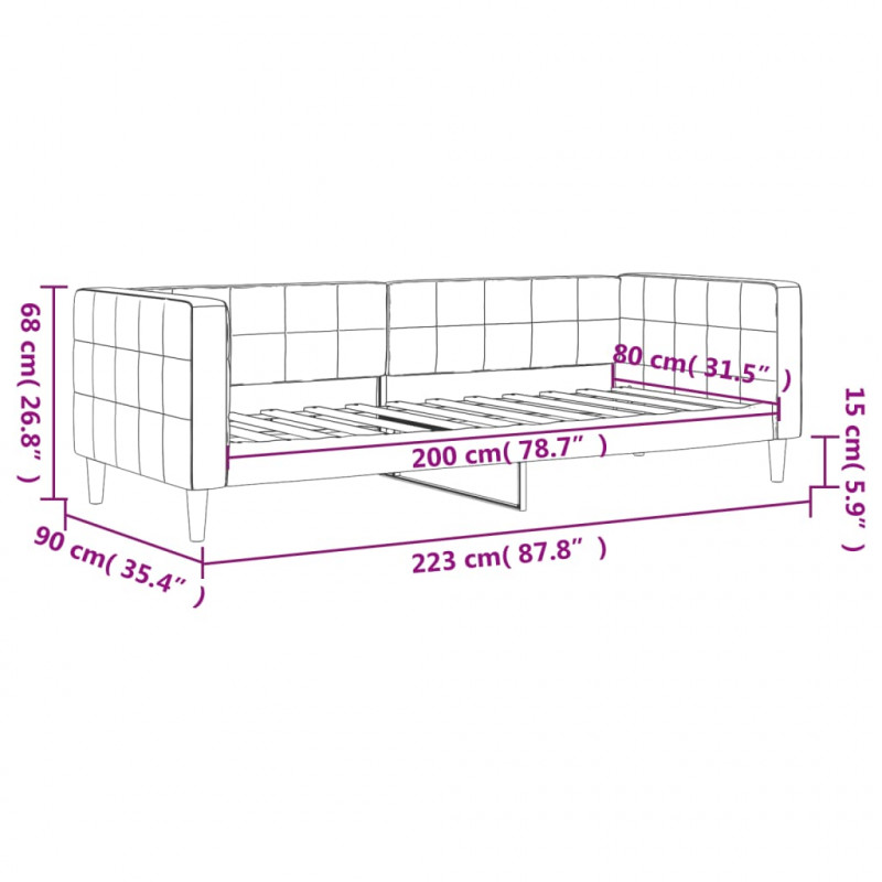 Sofa z funkcją spania, ciemnoszara, 80x200 cm, aksamitna