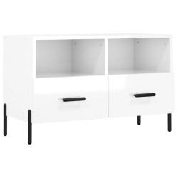 Szafka pod TV, biała, wysoki połysk, 80x36x50 cm