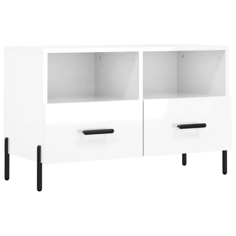 Szafka pod TV, biała, wysoki połysk, 80x36x50 cm