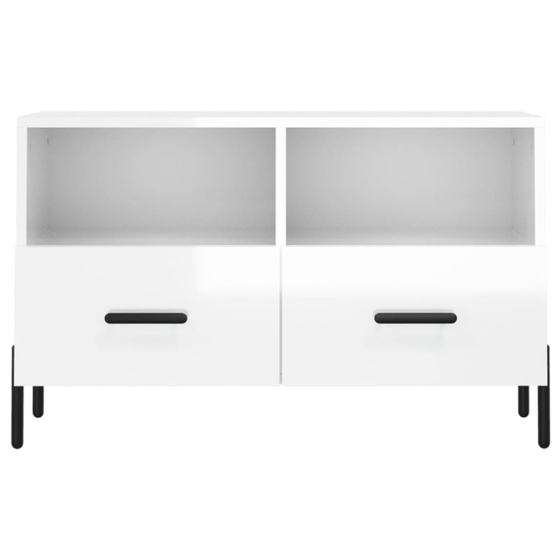 Szafka pod TV, biała, wysoki połysk, 80x36x50 cm