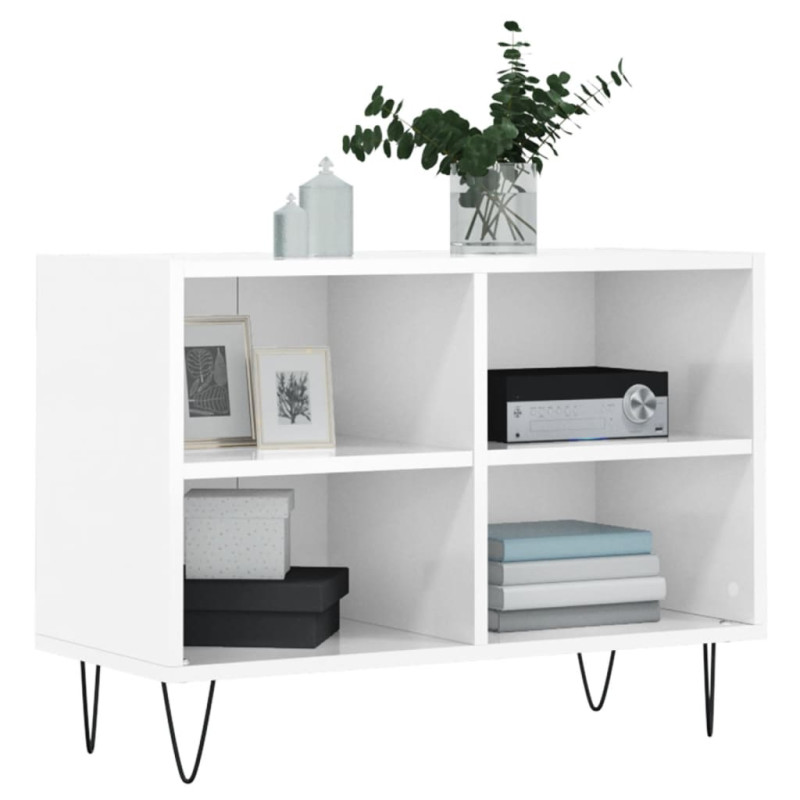 Szafka pod TV, biała, wysoki połysk, 69,5x30x50 cm