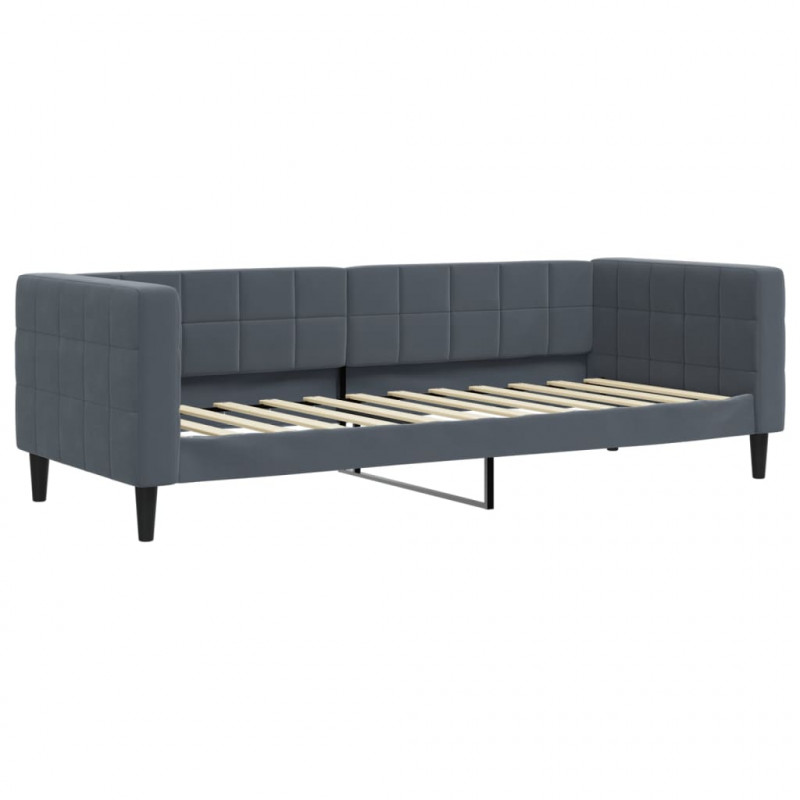 Sofa rozsuwana z szufladami, ciemnoszara, 80x200 cm, aksamit