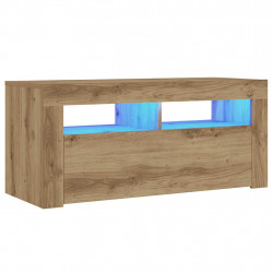 Szafka pod TV z oświetleniem LED, dąb artisan, 90x35x40 cm