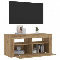 Szafka pod TV z oświetleniem LED, dąb artisan, 90x35x40 cm