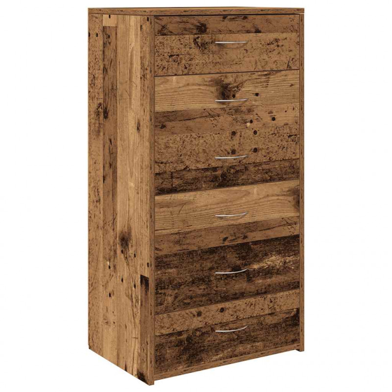 Komoda z 6 szufladami, stare drewno, 50x34x96 cm