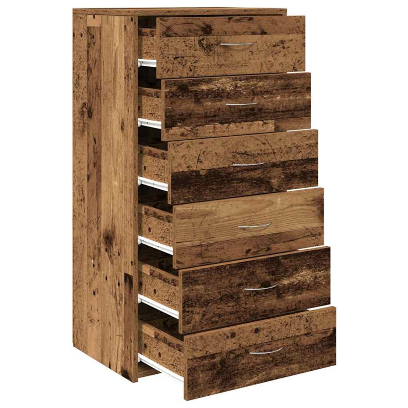 Komoda z 6 szufladami, stare drewno, 50x34x96 cm