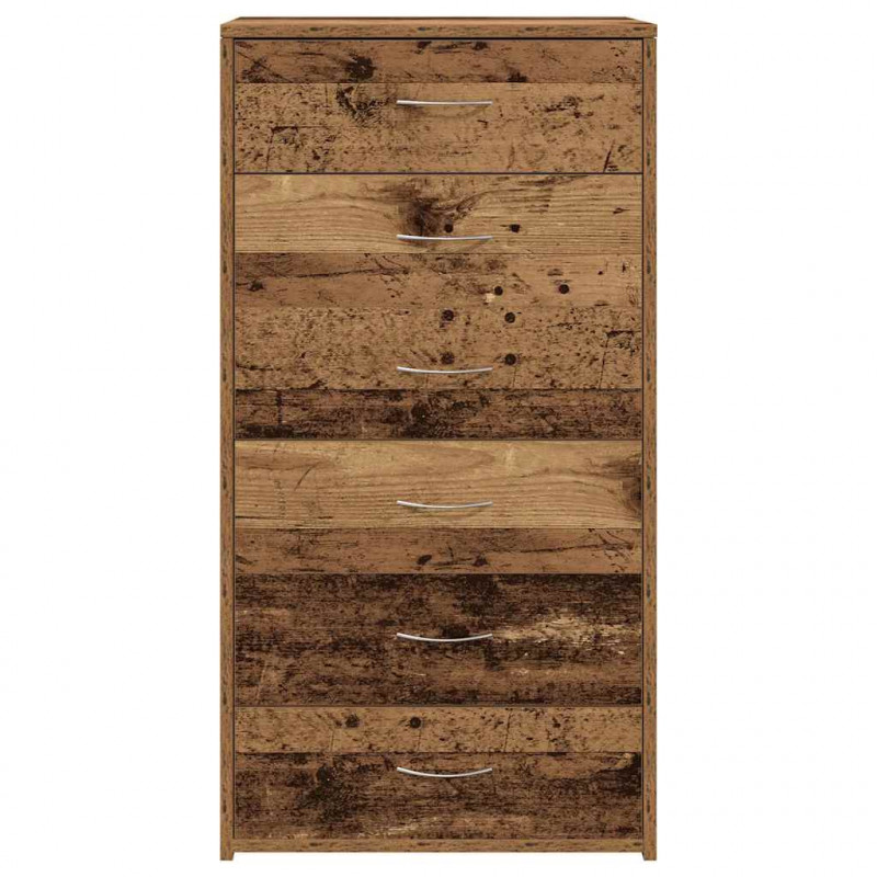 Komoda z 6 szufladami, stare drewno, 50x34x96 cm