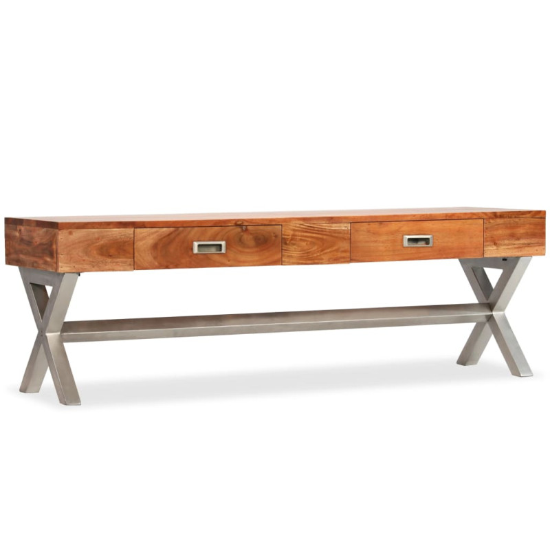 Szafka pod TV z szufladami, lite drewno akacjowe, 140 cm