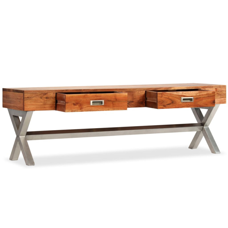 Szafka pod TV z szufladami, lite drewno akacjowe, 140 cm