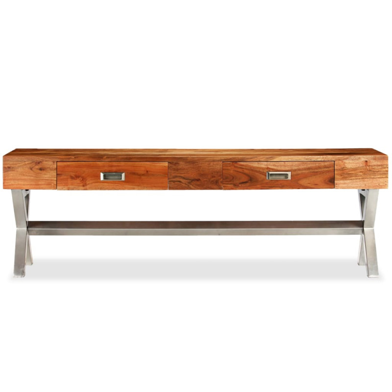 Szafka pod TV z szufladami, lite drewno akacjowe, 140 cm