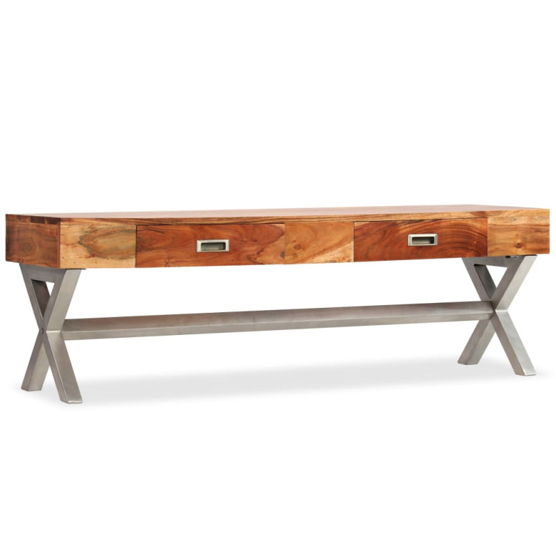 Szafka pod TV z szufladami, lite drewno akacjowe, 140 cm