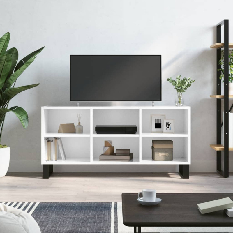 Szafka pod TV, biała, wysoki połysk, 103,5x30x50 cm