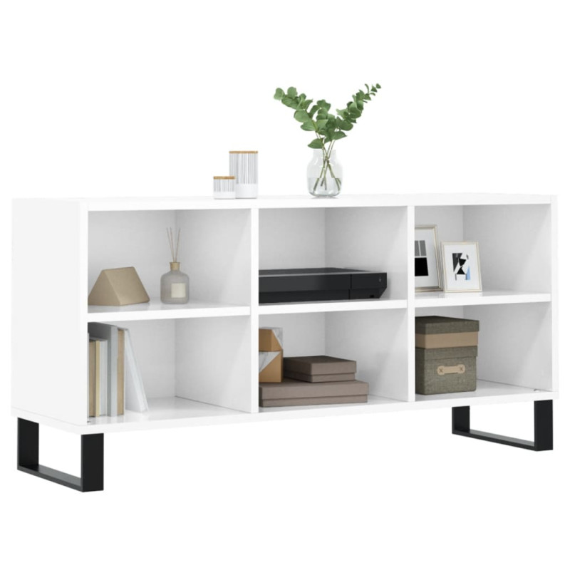 Szafka pod TV, biała, wysoki połysk, 103,5x30x50 cm
