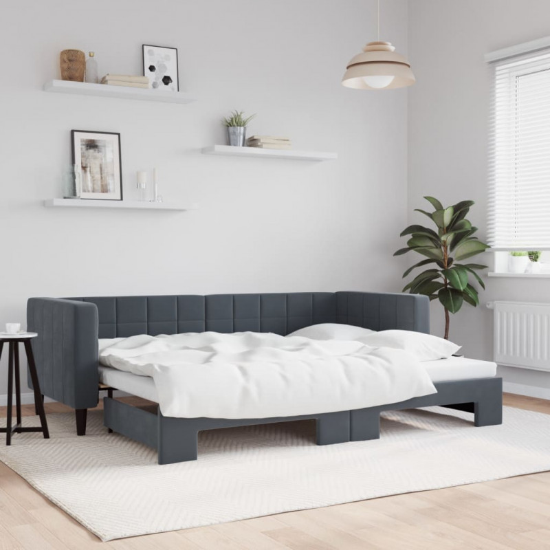 Sofa rozsuwana, ciemnozielona, 80x200 cm, aksamit