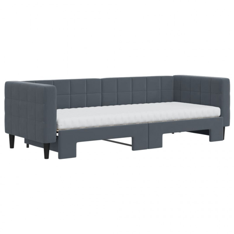 Sofa rozsuwana z materacami, ciemnoszara, 80x200 cm, aksamit