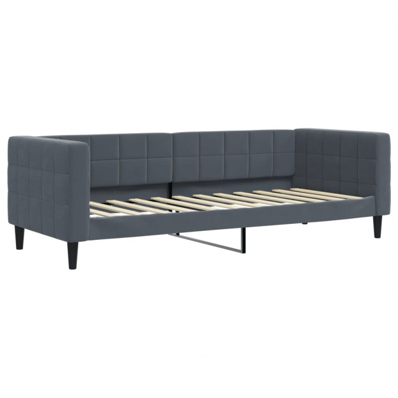 Sofa rozsuwana z materacami, ciemnoszara, 80x200 cm, aksamit