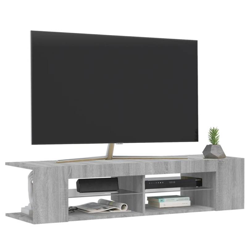 Szafka TV z oświetleniem LED, szary dąb sonoma, 135x39x30 cm