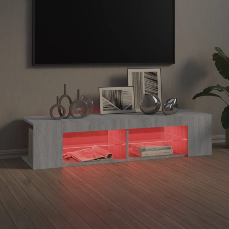 Szafka TV z oświetleniem LED, szary dąb sonoma, 135x39x30 cm