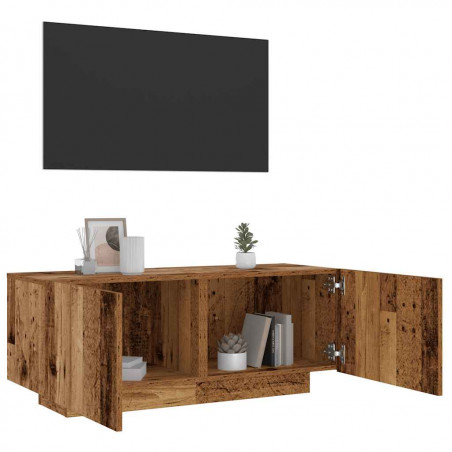 Szafka pod TV z oświetleniem LED, stare drewno, 100x35x40 cm